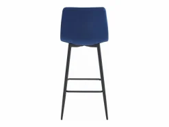 Outlet Taburete Valora TEOTO de terciopelo azul marino con patas negras para cocina (x2) Azul oscuro