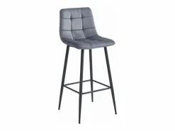 Sale Taburete Valora TEOTO, terciopelo gris oscuro, patas negras (x2) Gris antracita