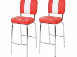 Clearance MCW Taburetes de bar Akita (juego de 2), rojo y blanco Rojo / Blanco