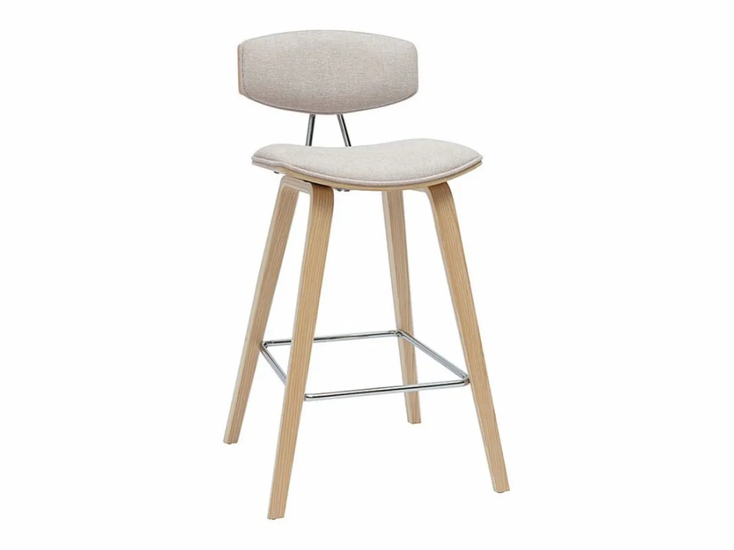 Online Miliboo Taburetes de bar de diseño de terciopelo texturizado y madera clara de 69 cm de altura (juego de 2) VASCO Beige