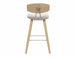 Online Miliboo Taburetes de bar de diseño de terciopelo texturizado y madera clara de 69 cm de altura (juego de 2) VASCO Beige