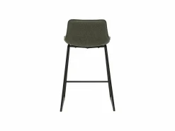 New Miliboo Taburetes de bar de tela verde y metal de 65 cm de alto (juego de 2) BOOST Caqui