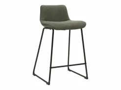 New Miliboo Taburetes de bar de tela verde y metal de 65 cm de alto (juego de 2) BOOST Caqui