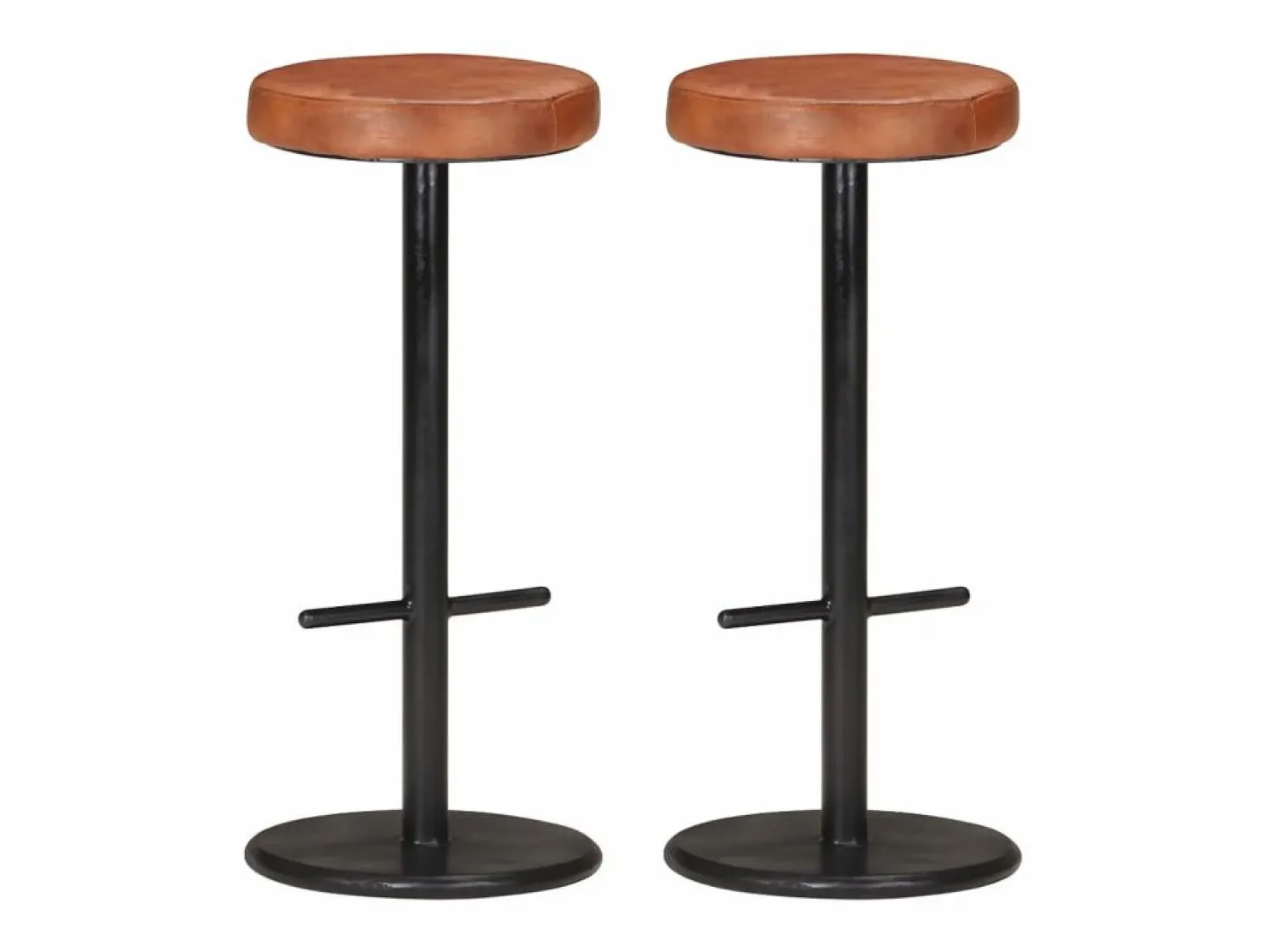 vidaxl Taburetes de barra de cocina 2 uds cuero auténtico marrón