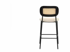 Sale Miliboo Taburetes de diseño en tela efecto terciopelo texturizado , metal negro y mimbre (juego de 2) MIRANDA Beige