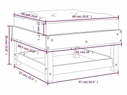 Best Taburetes de jardín con cojines 2 uds madera maciza pino Reposapiés