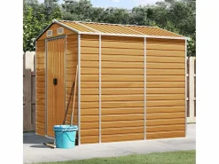 New Tampa Caseta de jardín acero galvanizado marrón claro 191x215x198 cm Caseta De Jardín