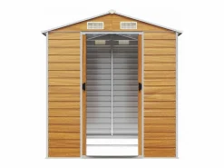 New Tampa Caseta de jardín acero galvanizado marrón claro 191x215x198 cm Caseta De Jardín