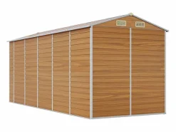 Clearance Tampa Caseta de jardín acero galvanizado marrón claro 191x470x198 cm Caseta De Jardín