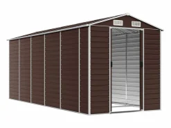 Discount Garden Furniture Tampa Cobertizo de jardín acero galvanizado marrón 191x470x198 cm Marru00f3n
