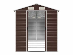 Discount Garden Furniture Tampa Cobertizo de jardín acero galvanizado marrón 191x470x198 cm Marru00f3n