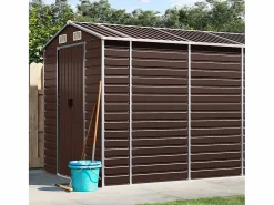 Online Tampa Cobertizo de jardín acero galvanizado marrón 191x555x198 cm Caseta De Jardín
