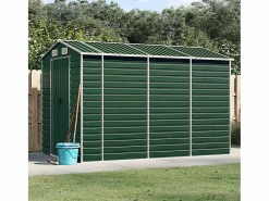 Online Garden Furniture Tampa Cobertizo de jardín acero galvanizado 191x300x198 cm Verde