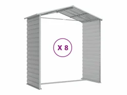 New Tampa Cobertizo de jardín acero galvanizado claro 191x725x198 cm Caseta De Jardín