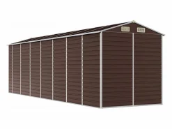 Garden Furniture Tampa Cobertizo de jardín acero galvanizado marrón 191x640x198 cm