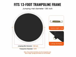 Tapiz de Reemplazo para Trampolín SucceBuy, Marco de 396 cm, 80 Aros en V, Resorte de 18 cm
