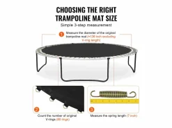Tapiz de Reemplazo para Trampolín SucceBuy, Marco de 396 cm, 80 Aros en V, Resorte de 18 cm