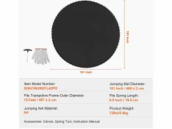 Clearance Tapiz de Reemplazo para Trampolín SucceBuy, Marco de 457 cm, 96 Aros en V, Resorte de 16 cm Cama Elástica