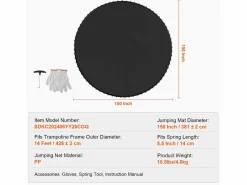 Tapiz de Reemplazo para Trampolín SucceBuy, Marco de 427 cm, 72 Aros en V, Resorte de 14 cm
