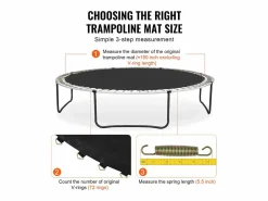 Tapiz de Reemplazo para Trampolín SucceBuy, Marco de 427 cm, 72 Aros en V, Resorte de 14 cm
