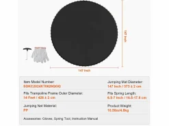 Tapiz de Reemplazo para Trampolín SucceBuy, Marco de 427 cm, 72 Aros en V, Resorte de 16 a 18 cm