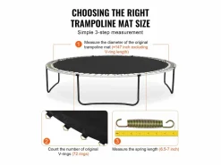 Tapiz de Reemplazo para Trampolín SucceBuy, Marco de 427 cm, 72 Aros en V, Resorte de 16 a 18 cm