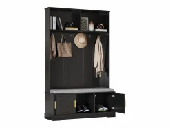 Clearance Merax Taquilla - 120 x 40 x 191 cm - con banco zapatero + armario + 6 ganchos triples - aglomerado - Negro