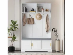 Clearance Taquilla - 120 x 40 x 191 cm - con banco zapatero + armario + 6 ganchos triples - aglomerado - Armario De Entrada