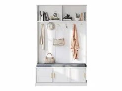 Clearance Taquilla - 120 x 40 x 191 cm - con banco zapatero + armario + 6 ganchos triples - aglomerado - Armario De Entrada