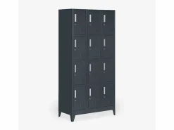 Taquillas con 12 compartimentos metálicos 90x45 H190 para vestuario con cerradura Krakatoa