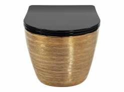Rea Taza De Inodoro Wc Carlo Mini Tornado Black/Brushed Gold