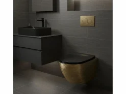 Rea Taza De Inodoro Wc Carlo Mini Tornado Black/Brushed Gold