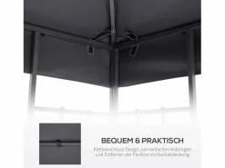 Techo de repuesto para pabellón metálico de 3x3m, poliéster, impermeable, oscuro (300x300x18 cm)