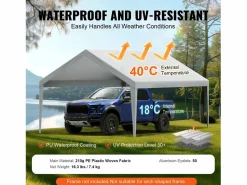 Tejido de Avent SucceBuy de Repuesto para Abri D'Automóvil, 396 x 610 cm, , Lona Resistente para Cobertizo de Garaje, Impermeable y con Protección UV