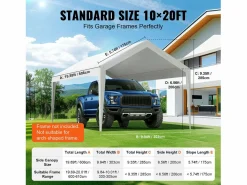 Clearance Tejido de Avent SucceBuy de Repuesto para Abri D'Automóvil, 305 x 610 cm, , Lona Resistente para Cobertizo de Garaje, Impermeable y con Protección UV Blanco