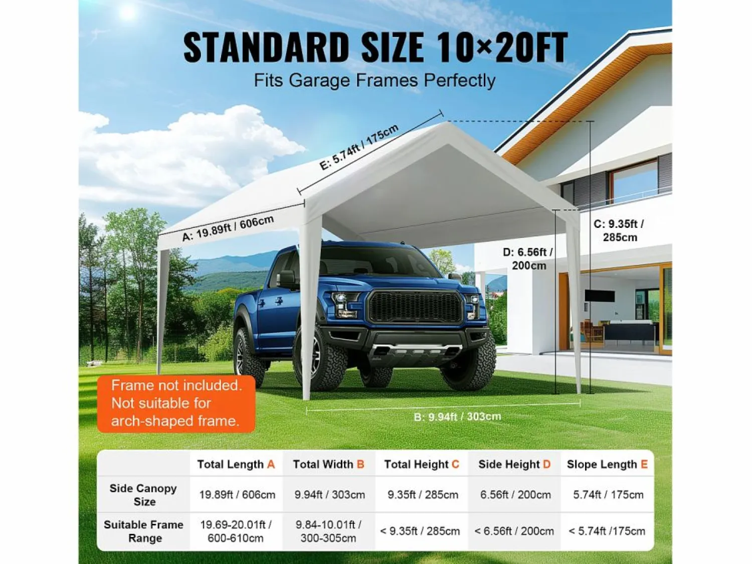 Clearance Tejido de Avent SucceBuy de Repuesto para Abri D'Automóvil, 305 x 610 cm, , Lona Resistente para Cobertizo de Garaje, Impermeable y con Protección UV Blanco