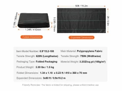 New Tela de barrera contra malezas SucceBuy de 3 x 50 pies, resistente, de polipropileno tejido, para control de malezas Negro