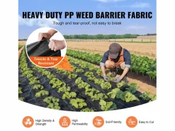 New Tela de barrera contra malezas SucceBuy de 3 x 50 pies, resistente, de polipropileno tejido, para control de malezas Negro
