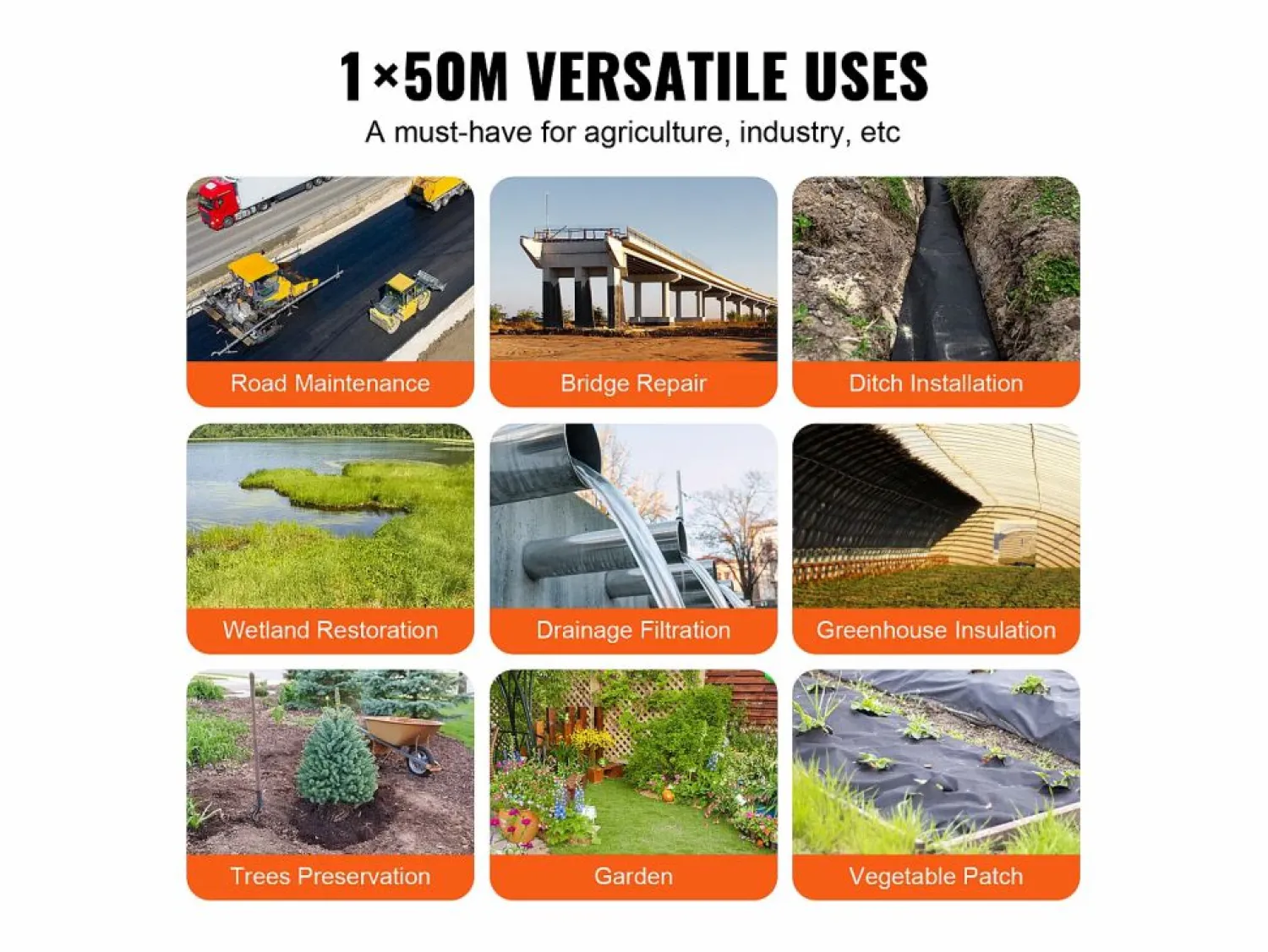 Hot Tela geotextil no tejida SucceBuy, 100 x 50 m (4,43 oz) para control de malezas en el suelo Invernadero De Jardín