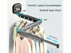 Hot Kitchen Move Tendedero de pared extensible 125cm PYTHON Negro