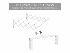 Tendedero de pared plegable, ahorra espacio, de metal , robusto y resistente (63,5x60x20cm)