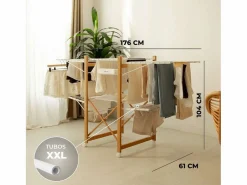 Hot Tendedero Plegable Wood V35 - Newlux Blanco