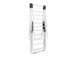 Tendedero Plegable SucceBuy, Tendedero de Pie de 2 Niveles, con Pinzas para Calcetines y 31 Barras de Secado, de Metal, Altura Ajustable, Blanco