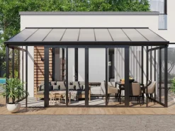 Online Terraza cerrada de policarbonato con protección UV 15,8 m² antracita MATHILDA Pérgola