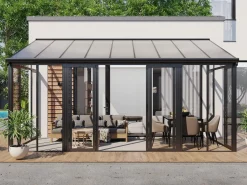Online Terraza cerrada de policarbonato con protección UV 15,8 m² antracita MATHILDA Pérgola