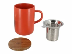 Ogo Living Tetera Juliet Paprika de 475 ml en Grès con Tapa de Acacia