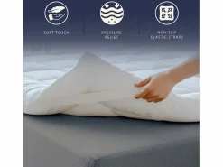 Discount The White Stone Topper Cama Doble |Protector de Colchón Acolchado con Relleno de 1000 g/m² |Funda de Microfibra Transpirable con Gomas en las Esquinas |160x200