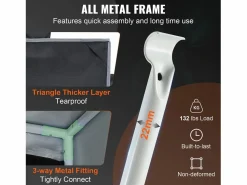 Outlet Tienda de Cultivo SucceBuy Armario de Cultivo de 122 x 61 x 183 cm con Ventana y Bandeja Negro