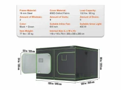 New Tienda de Cultivo SucceBuy Armario de Cultivo de 305 x 305 x 203 cm para Cultivo Hidropónico en Interior, con Ventana, Puerta y Bandeja Invernadero De Jardín