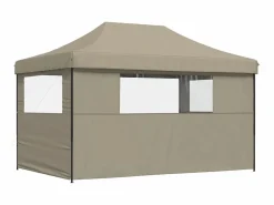 Tienda de fiesta plegable Pop-Up con 3 paredes laterales taupe ES479435